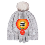 Kids Turn Over Pom Pom Hat & Gloves - Cream & Oat