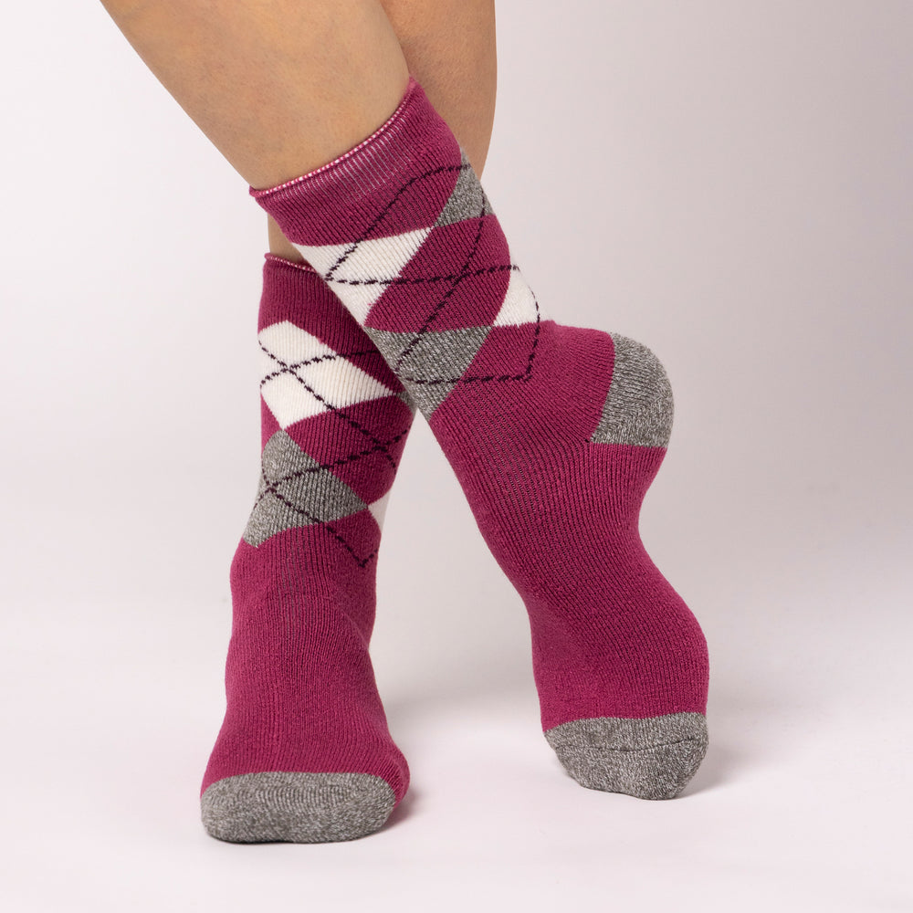 Ladies Lite Argyle Cali Socks - Muted Coral