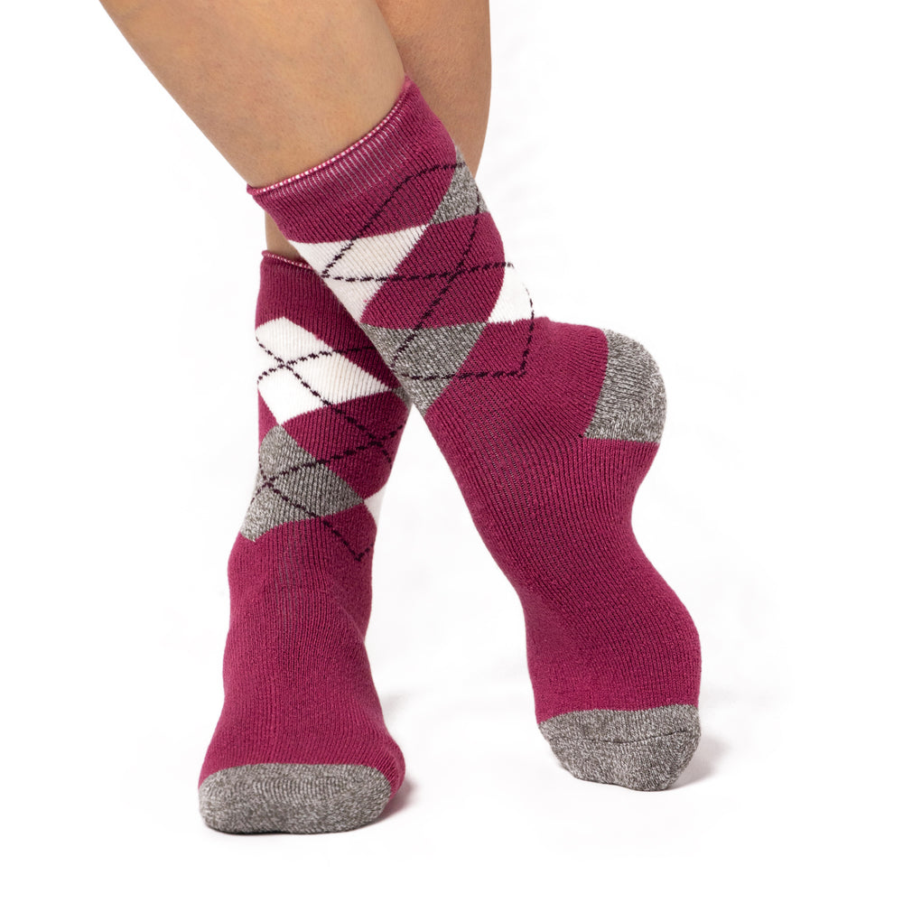 Ladies Lite Argyle Cali Socks - Muted Coral