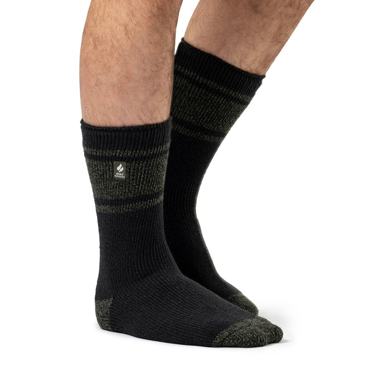 Mens Original Athens Stripe Socks - Charcoal & Olive