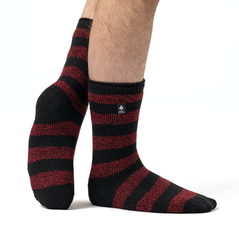 Mens Original Palermo Chunky Stripe Socks - Charcoal & Red