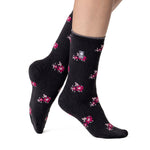 Ladies Ultra Lite Bellis Floral Socks - Charcoal