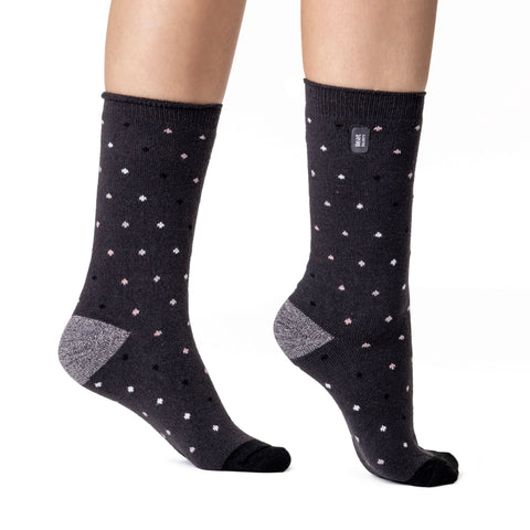 Ladies Ultra Lite Berry Spot Socks - Charcoal