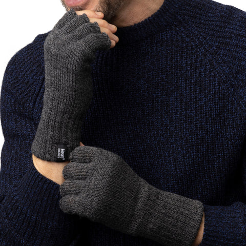 Mens Skala Fingerless Gloves - Charcoal