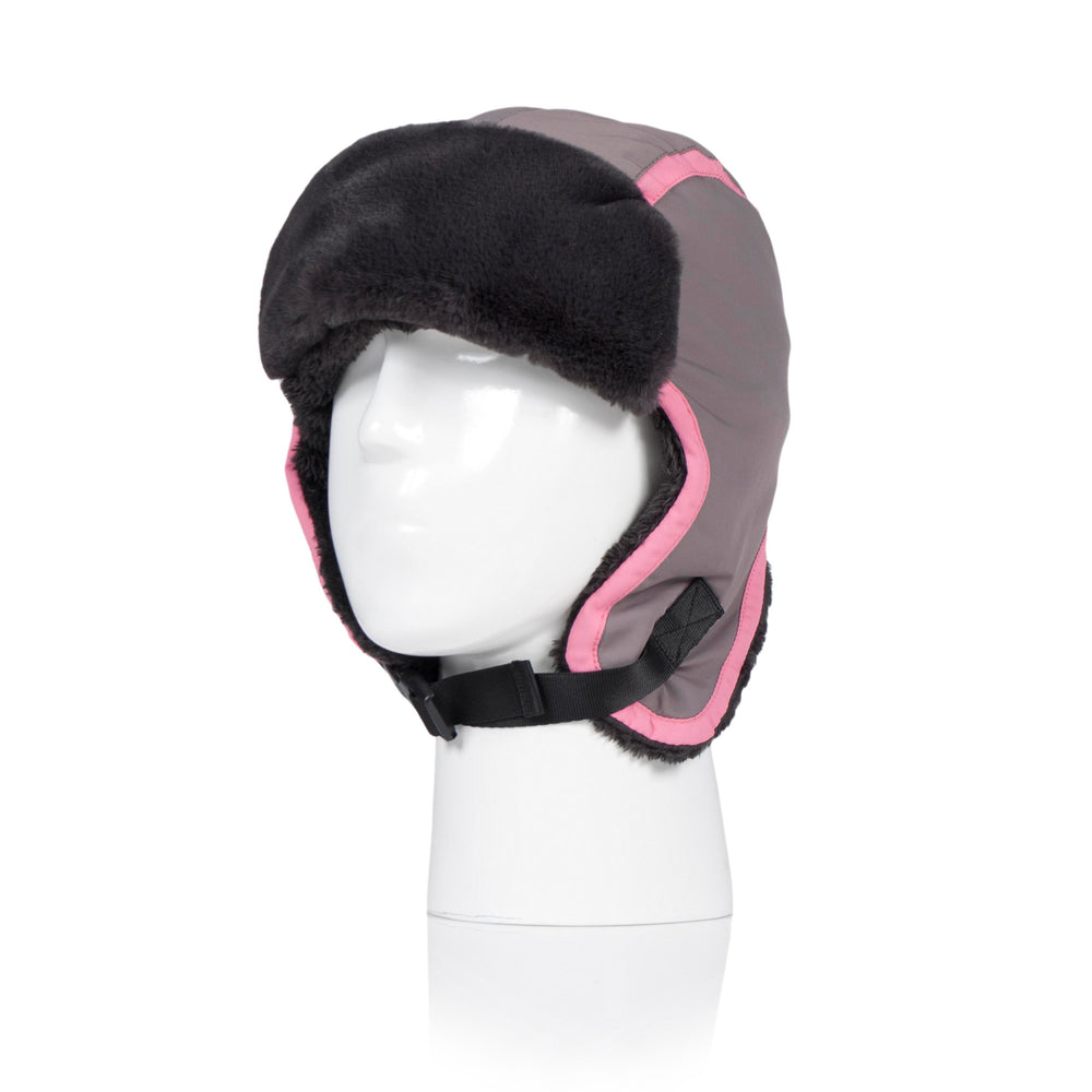 Kids Thermal Trapper Hat - Grey & Pink