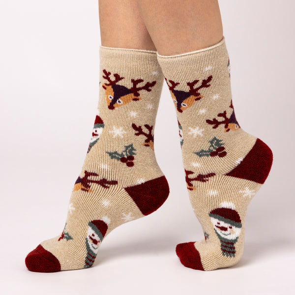 Ladies Lite Christmas Socks - Snowy Christmas