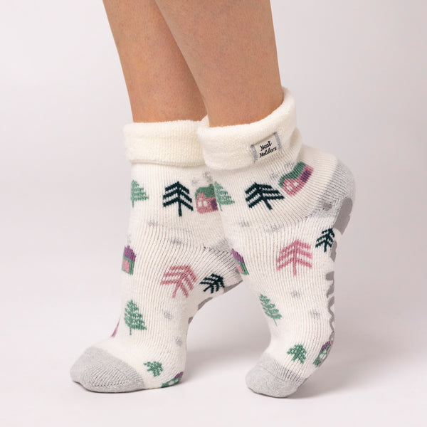 Ladies Lite Lounge Socks with Turnover Top - Cosy Cabin