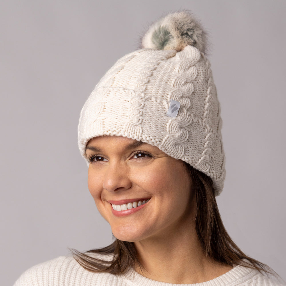 Ladies Original Pom Pom Hat - Cream