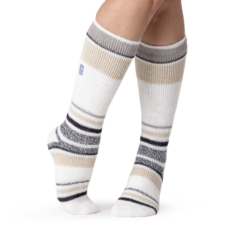 Ladies Original Long Ski & Snow Sports Socks - Cream