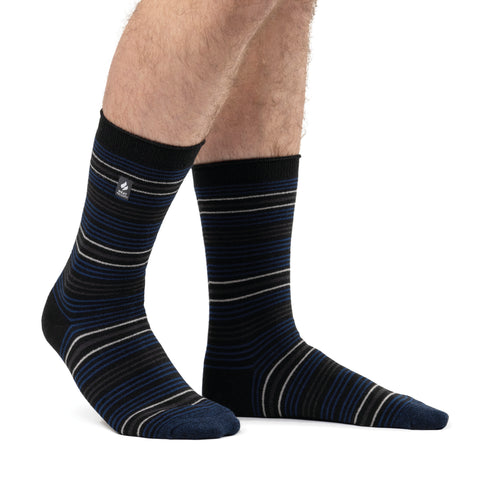 Mens Ultra Lite Croyriden Stripe Socks - Black & Indigo