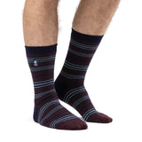 Mens Ultra Lite Croyriden Stripe Socks - Navy & Merlot
