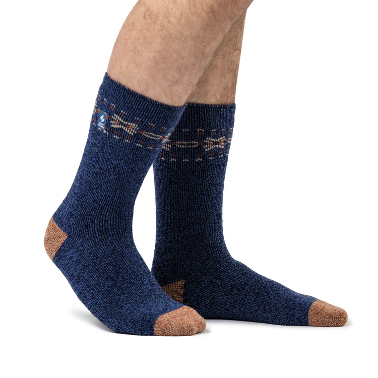 Mens Lite Matterhorn Fairisle Socks - Denim Twist