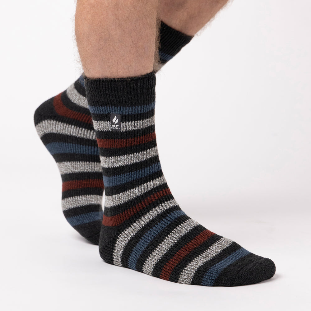 Mens Original Dublin Medium Stripe Socks - Charcoal-Burgundy