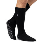 Mens Original Elgon Long Length Slipper Socks - Black & Grey