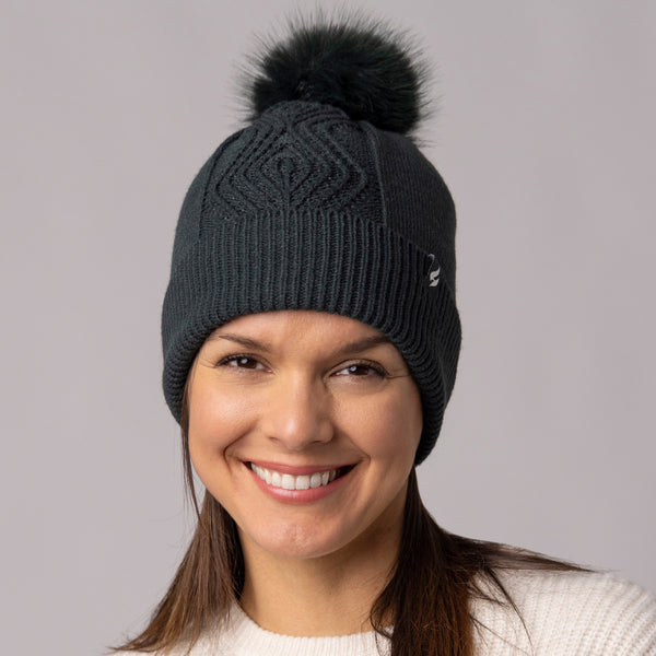 Ladies Kiruna Pom Pom Hat - Emerald