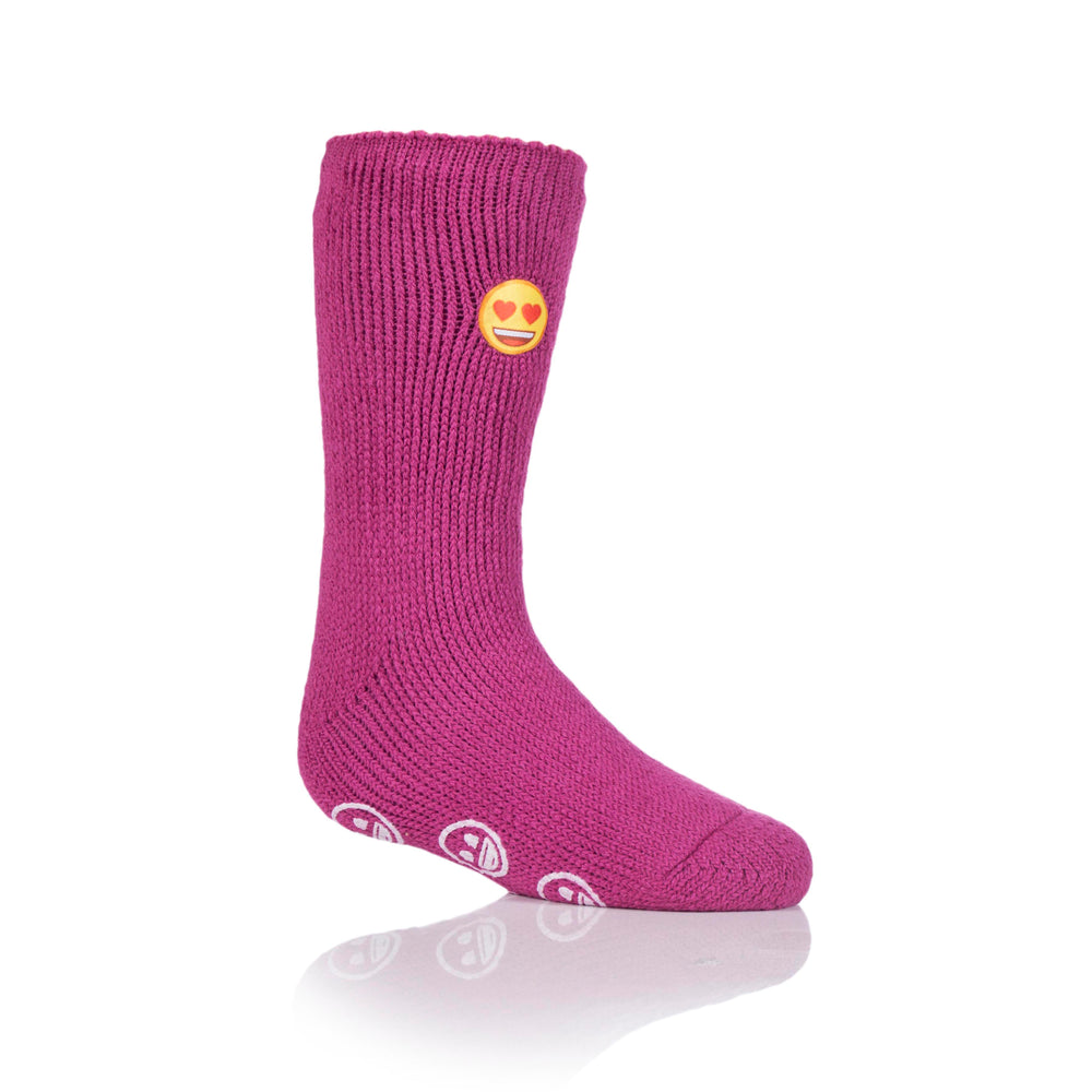 Kids Thermal Slipper Socks - Emoji Heart Face