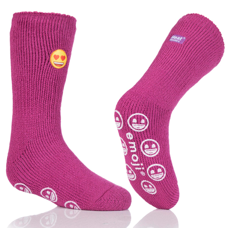 Kids Thermal Slipper Socks - Emoji Heart Face