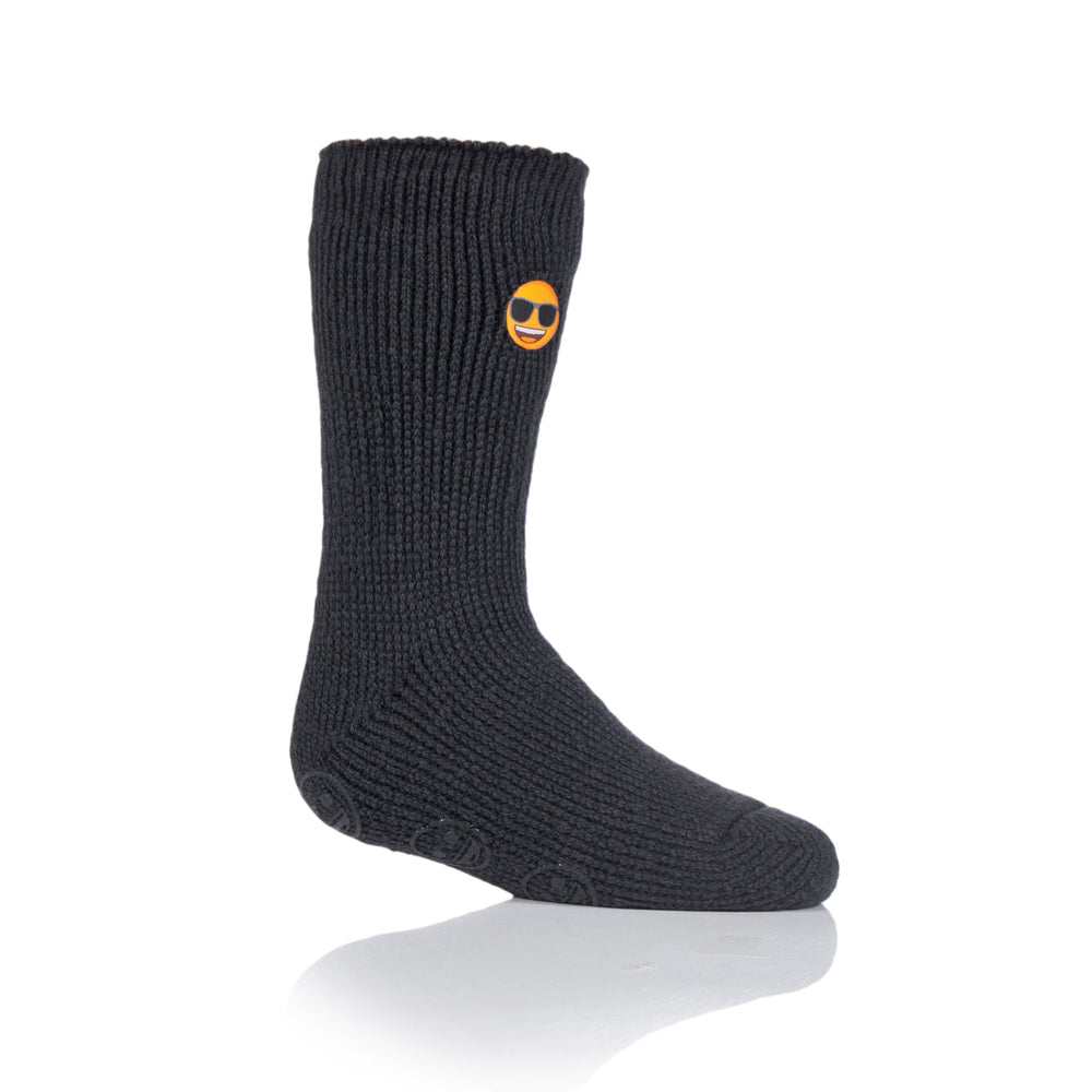 Kids Thermal Slipper Socks - Emoji Sunglasses Face