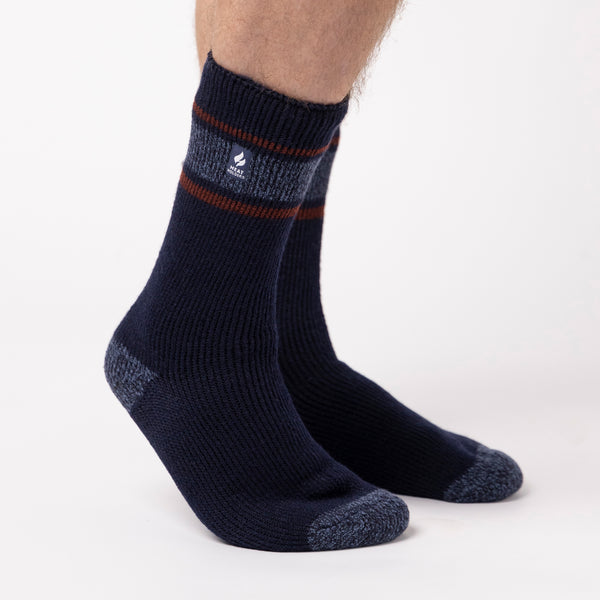 Mens Original Fraser Cuff Stripe Socks - Navy/Denim