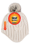 Kids Frosty Cosy Ears Cable Pom Pom Hat - Cream
