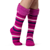 Ladies Original Hellebore Wellington Boot Socks - Fuchsia Stripe