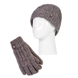 Special Offer Ladies Thermal Gloves & Turn Over Hat - Fawn Twist