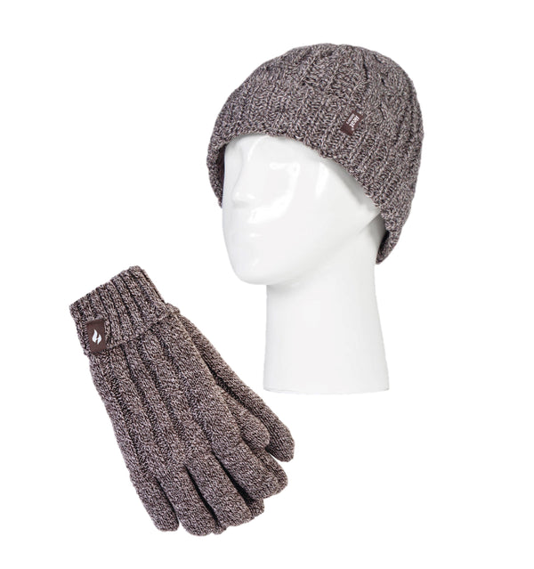 Special Offer Ladies Thermal Gloves & Turn Over Hat - Fawn Twist