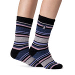 Ladies Original Geneva Multi Stripe Socks - Black & Denim