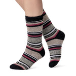 Ladies Original Geneva Multi Stripe Socks - Black & Oat
