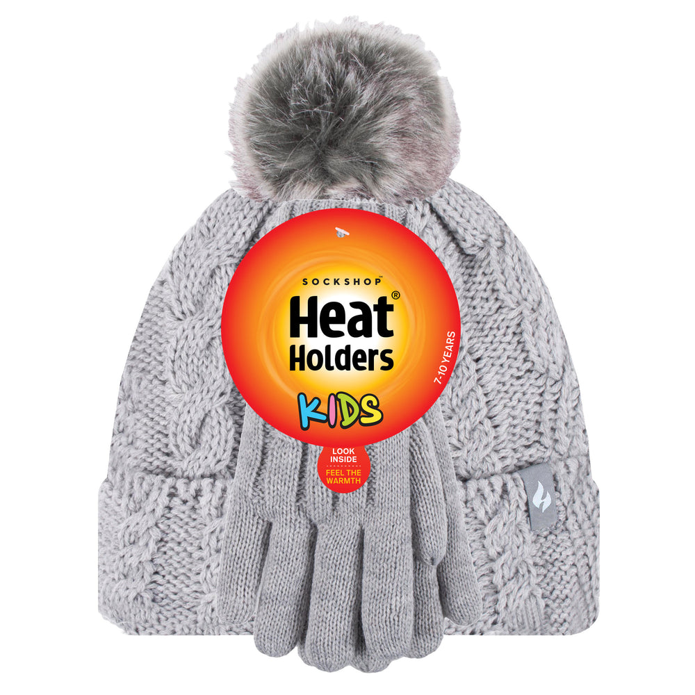 Kids Glacier Peak Hat & Gloves - Frost Grey