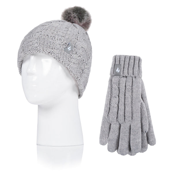 Kids Glacier Peak Hat & Gloves - Frost Grey