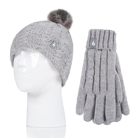 Kids Glacier Peak Hat & Gloves - Frost Grey