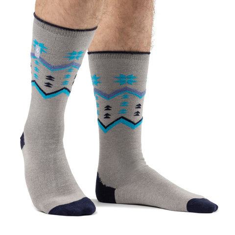 Mens Ultra Lite Long Ski & Snow Sports Socks - Grey Fairisle