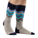 Mens Ultra Lite Long Ski & Snow Sports Socks - Grey Zig Zag