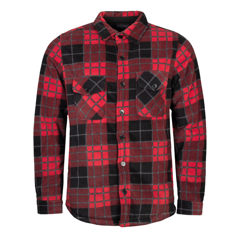 Mens Plaid Lumberjack Shirt Jacket - Crimson Black