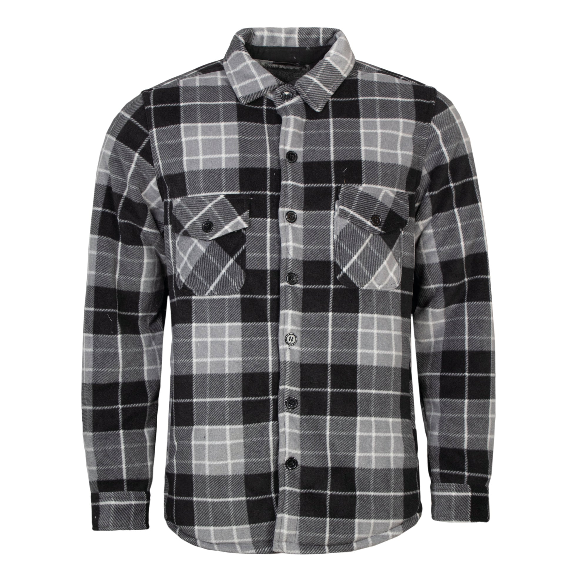 Mens Plaid Lumberjack Shirt Jacket Grey Black Heat Holders