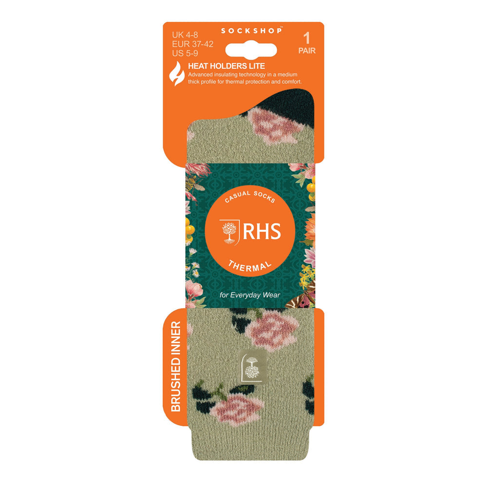 Ladies RHS Lite Socks - Roses Sage