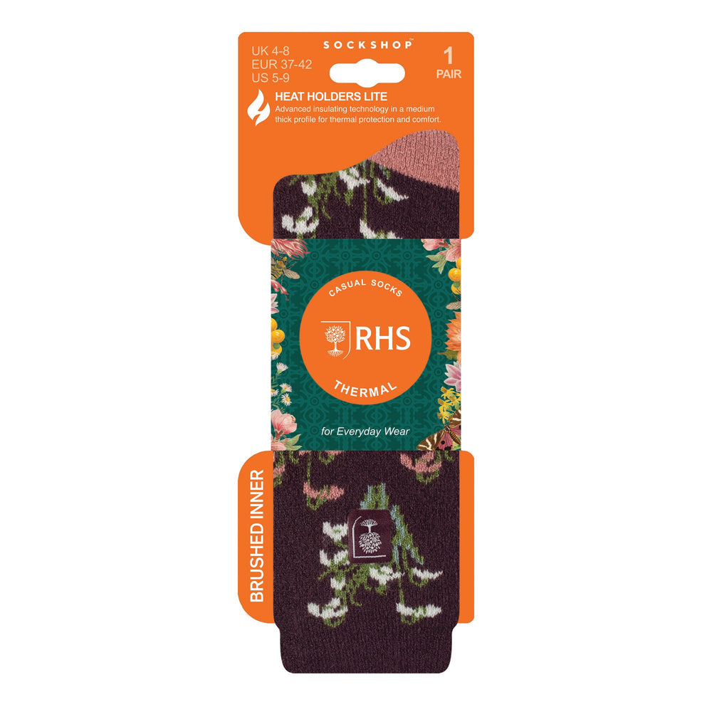 Ladies RHS Lite Socks - Snowdrops Mulberry