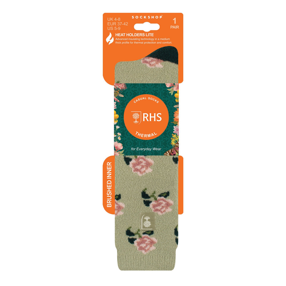 Ladies RHS Lite Wellington Boot Socks - Roses Sage