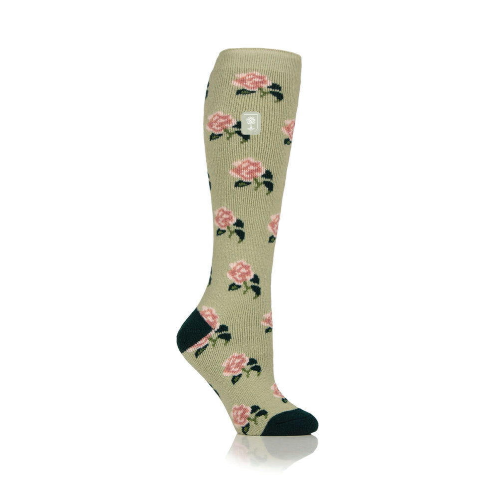 Ladies RHS Lite Wellington Boot Socks - Roses Sage