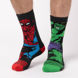 Mens Lite Licensed Character Socks - The Hulk & Spiderman