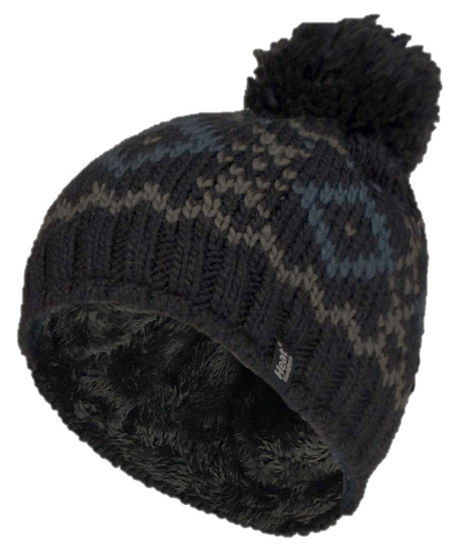 Mens Helsinki Bobble Hat - Black & Blue