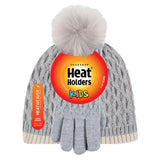 Kids Ice Palace Pom Pom Hat & Gloves - Grey