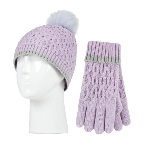 Kids Ice Palace Pom Pom Hat & Glove - Lavender