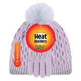 Kids Ice Palace Pom Pom Hat & Gloves - Lavender