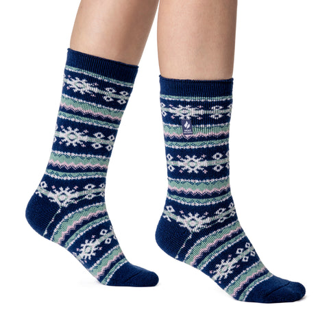 Ladies Lite Nordic Thermal Socks - Indigo & Rose Blush