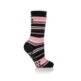 Ladies IOMI Dual Layer Raynaud's Slipper Socks - Black Stripe