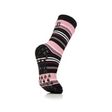 Ladies IOMI Dual Layer Raynaud's Slipper Socks - Black Stripe
