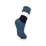 Ladies IOMI Dual Layer Raynaud's Slipper Socks - Block Stripe Denim