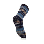 Mens IOMI Dual Layer Raynaud's Slipper Socks - Navy Stripe